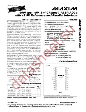 MAX1292AEEG+ datasheet  